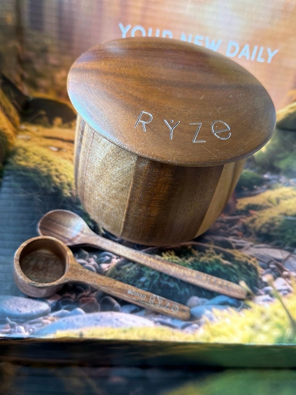 RYZE Wooden Storage Jar Set with Scoop and Spoon - Picture 2 of 3
